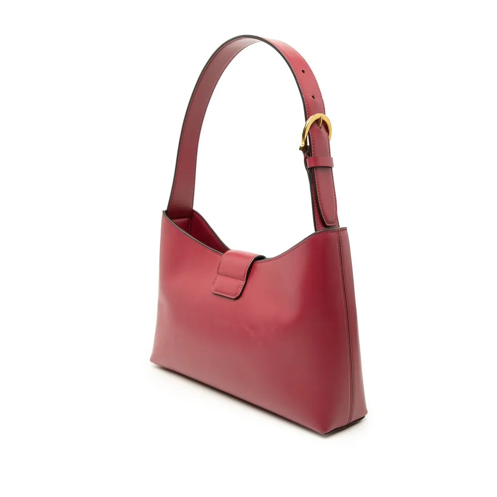 Salvatore Ferragamo Leather Gancini Trifolio Shoulder Bag Red Leather Very good - Back View