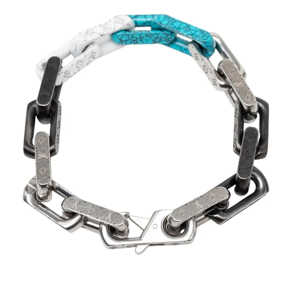 Louis Vuitton Stainless Steel Monogram Chain Bracelet Silver Metal Very good - Inside View