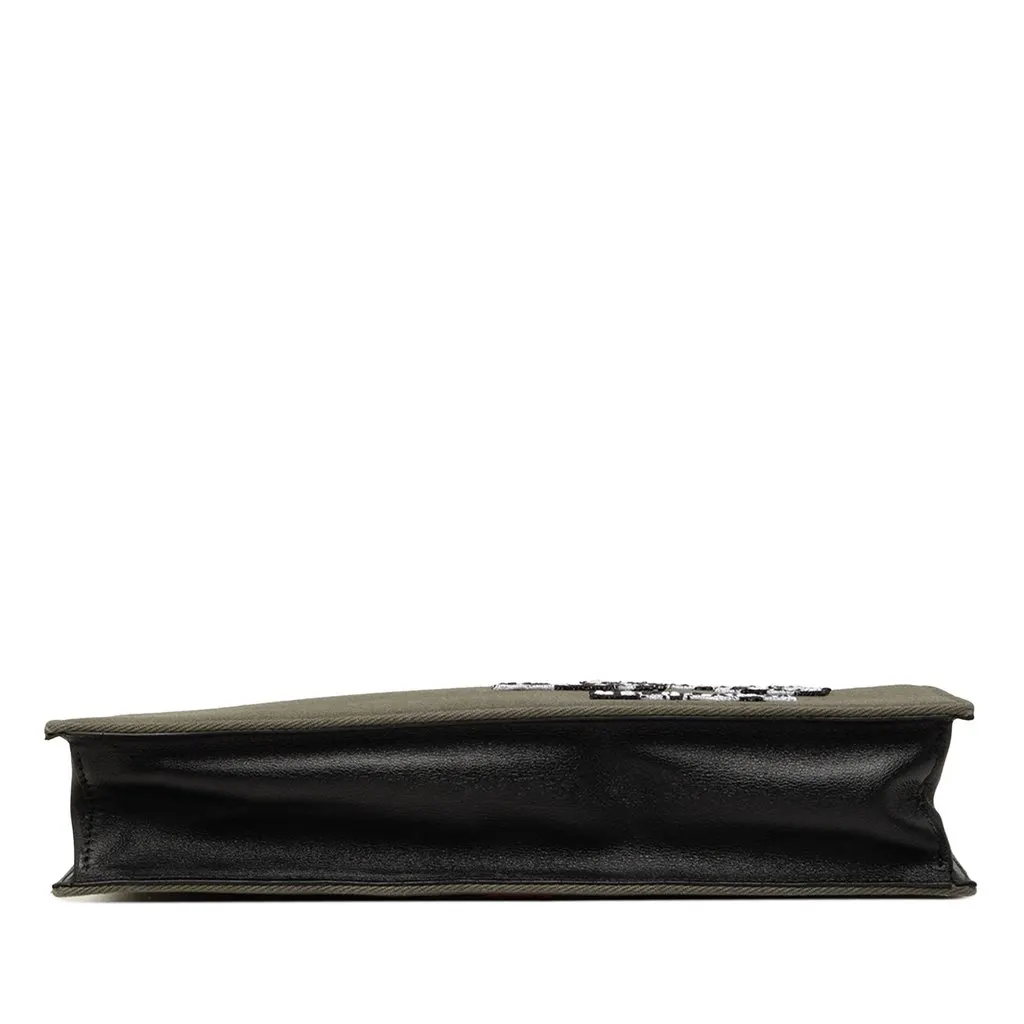 Valentino Jamie Reid Embroidered Canvas Rockstud Clutch Green Leather Very good - Inside View