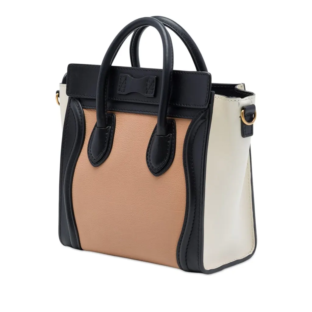 Celine Nano Tricolor Leather Luggage Tote Brown Leather Very good - Back View