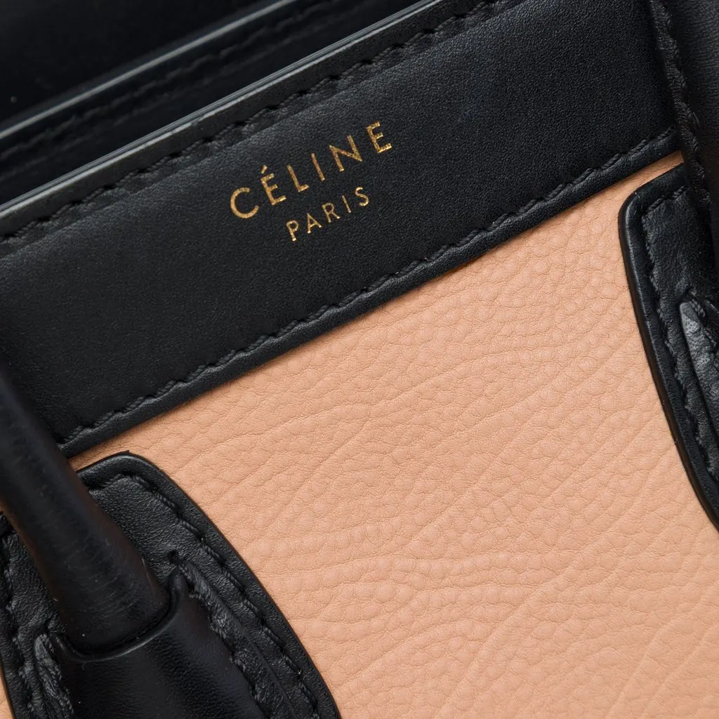 Celine Nano Tricolor Leather Luggage Tote Brown Leather Very good - Box View
