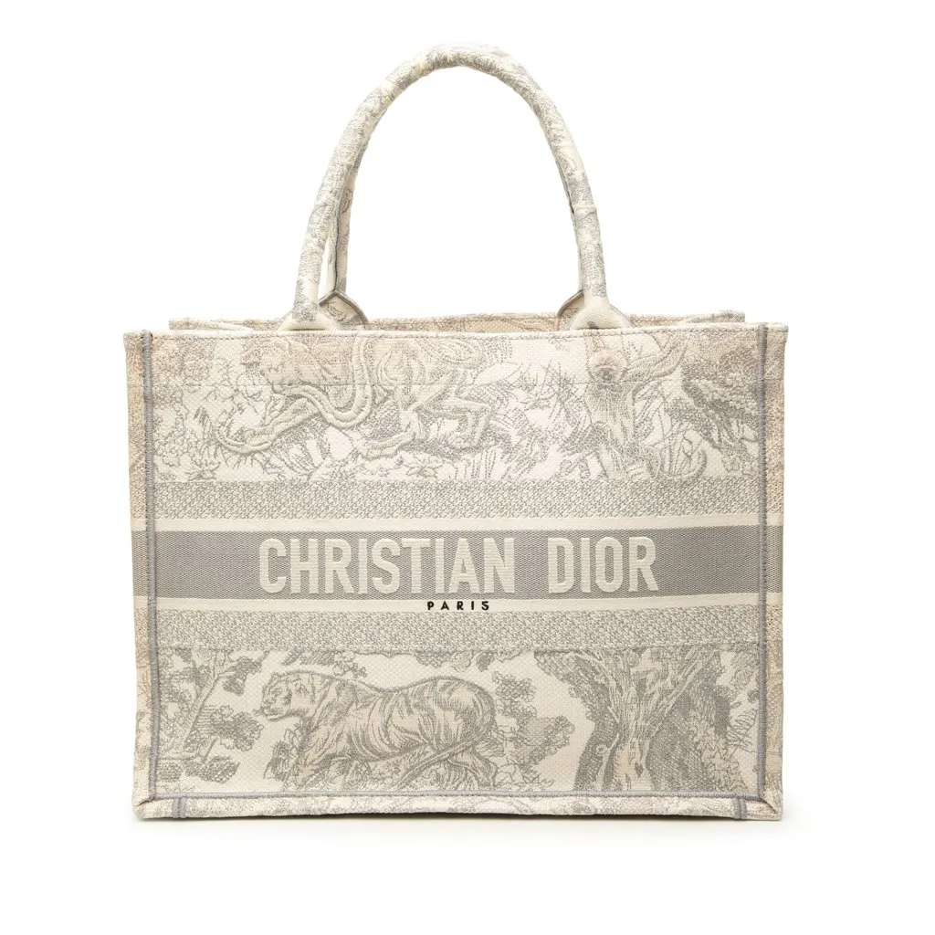 Dior Medium Canvas Embroidered Dioriviera Toile De Jouy Book Tote MultiColor Very good - Front View