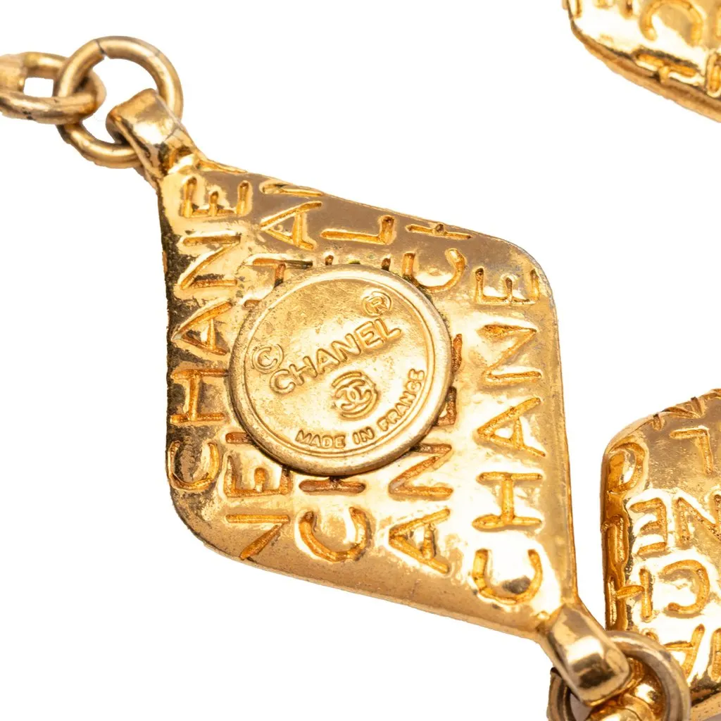 Chanel Gold Plated Logo Chain Necklace Gold Metal Very good - Back View
