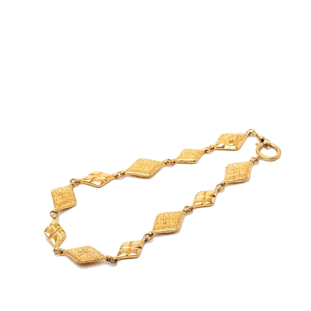 Chanel Gold Plated Logo Chain Necklace Gold Metal Very good - Box View