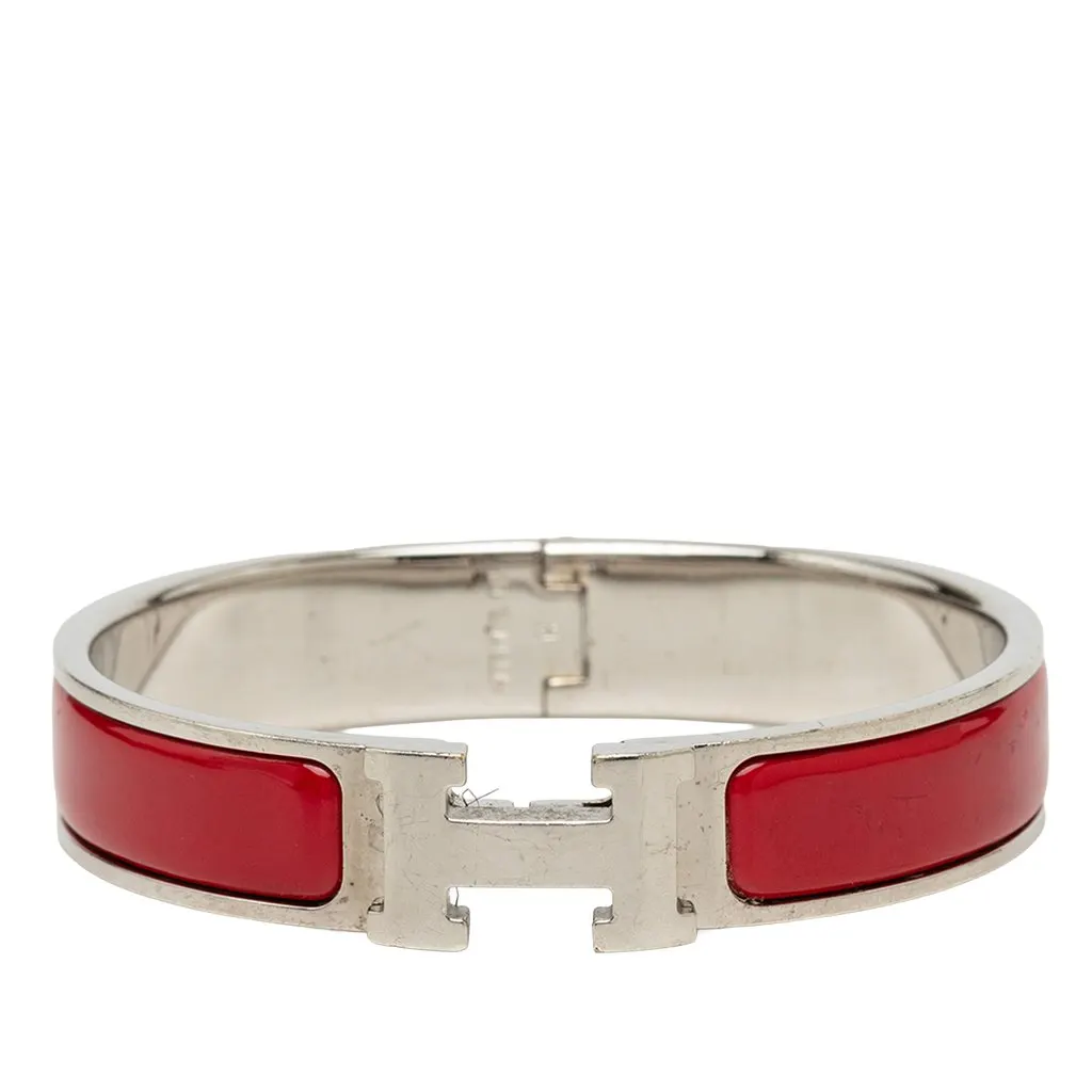 Hermès Narrow Enamel Clic H Bracelet PM Red Very good - Front View