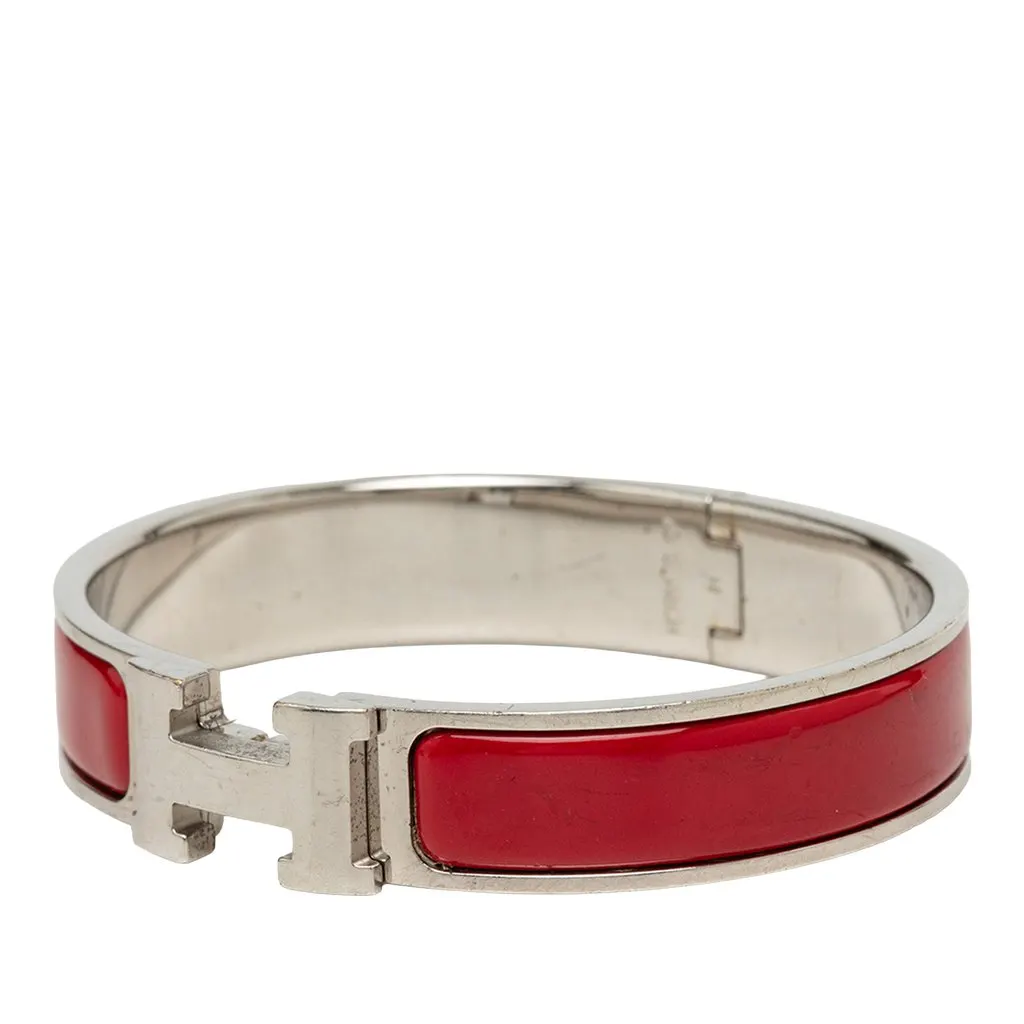 Hermès Narrow Enamel Clic H Bracelet PM Red Very good - Back View