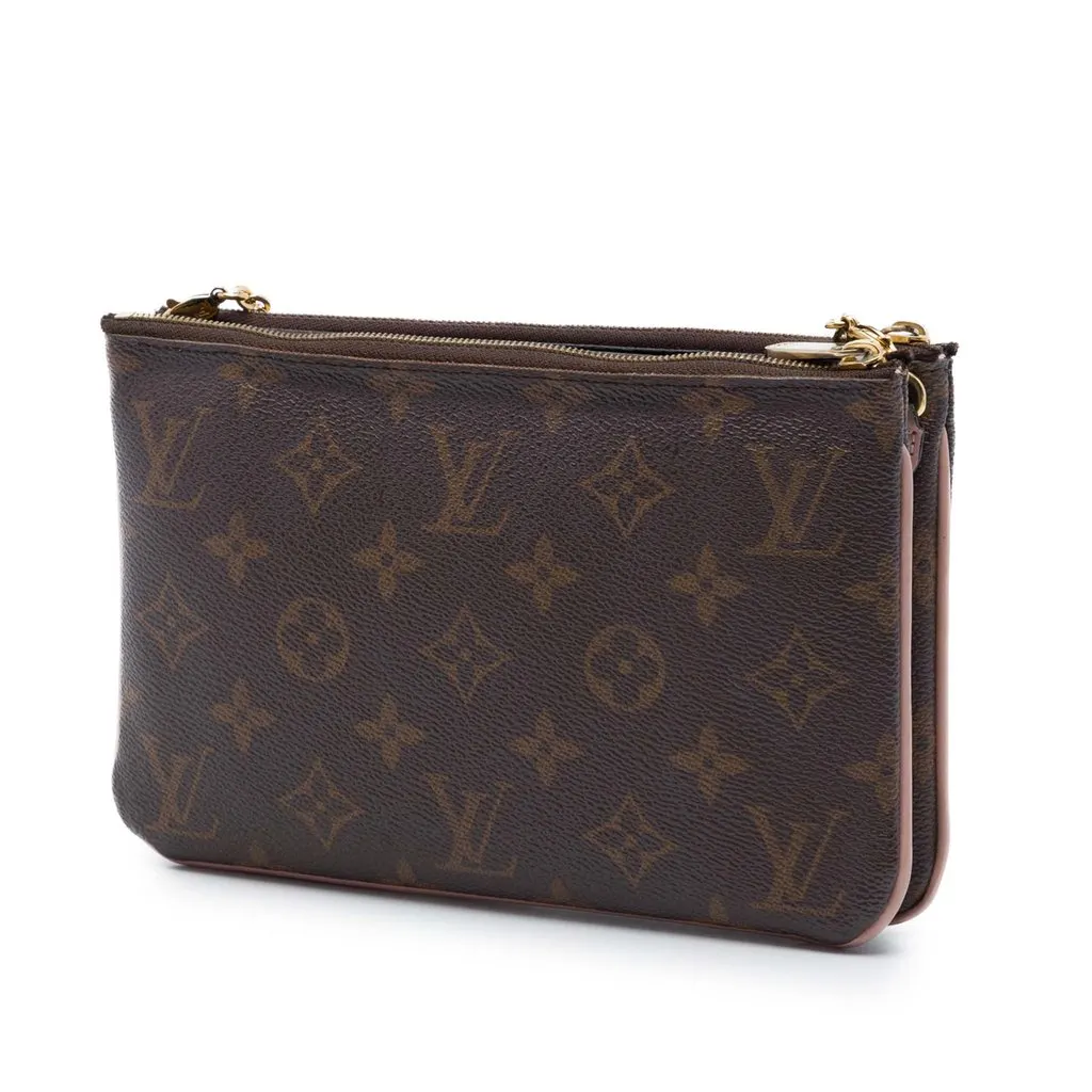 Louis Vuitton Monogram Blooming Flowers Double Zip Pochette Brown Canvas Very good - Back View