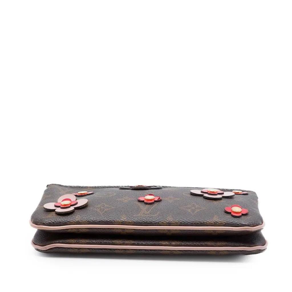 Louis Vuitton Monogram Blooming Flowers Double Zip Pochette Brown Canvas Very good - Inside View