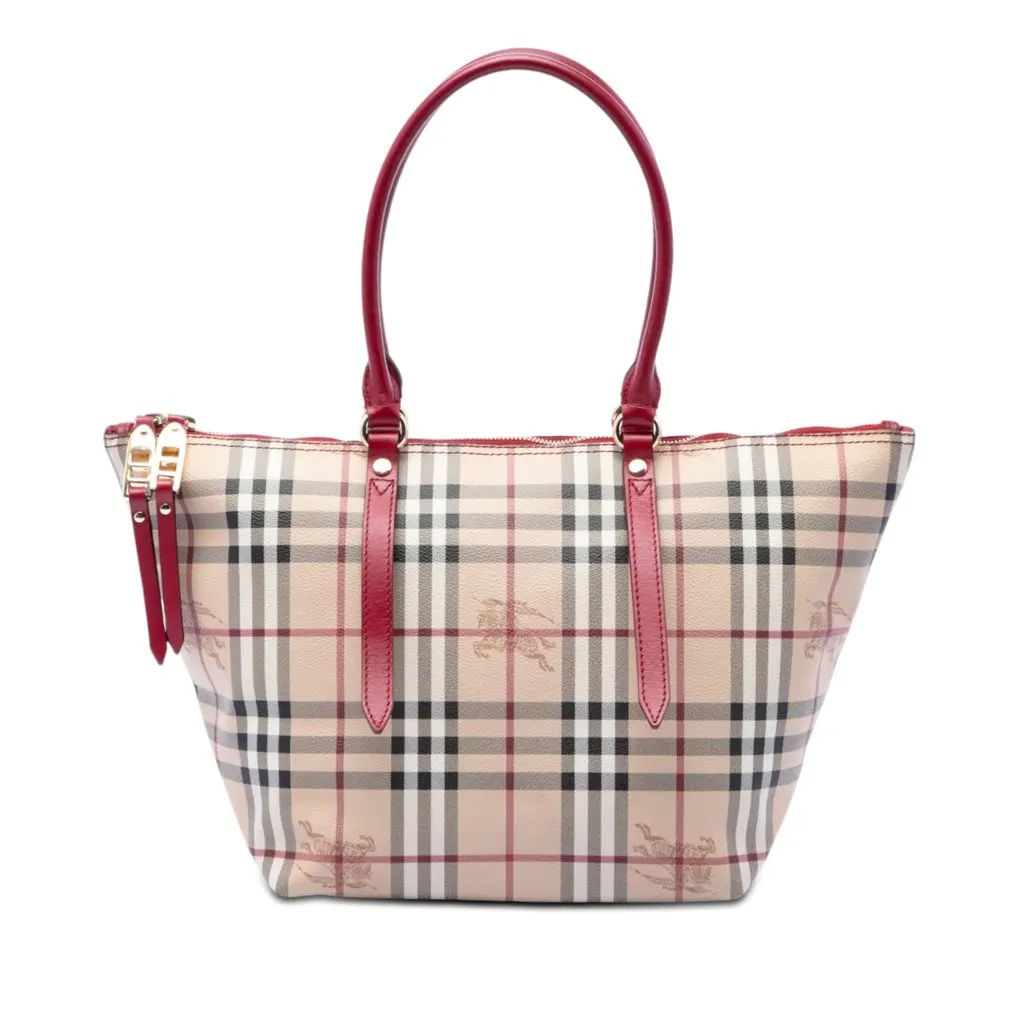 Burberry Small Haymarket Check Coated Canvas Salisbury Tote Beige Very good - Front View