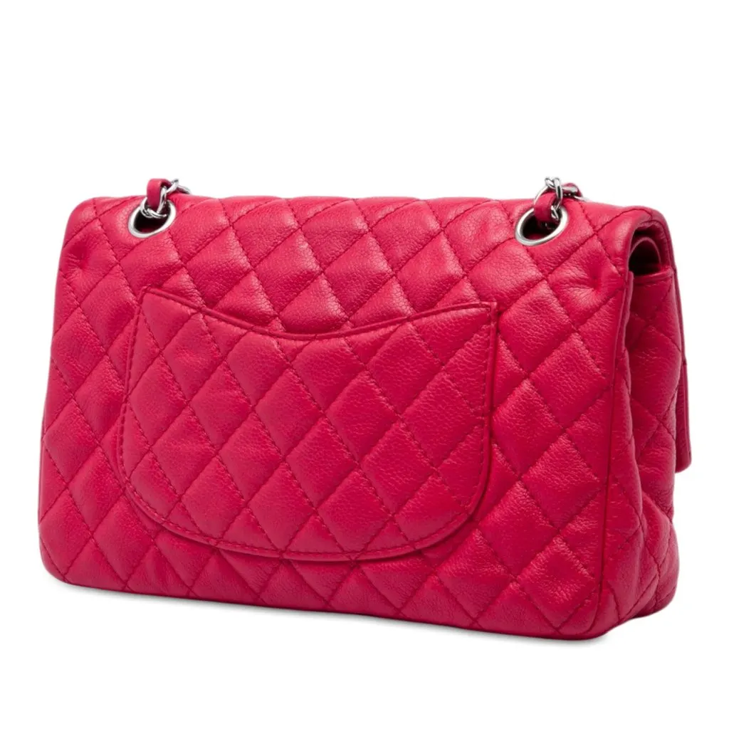 Chanel Medium Classic Caviar Double Flap Pink Leather Very good - Back View
