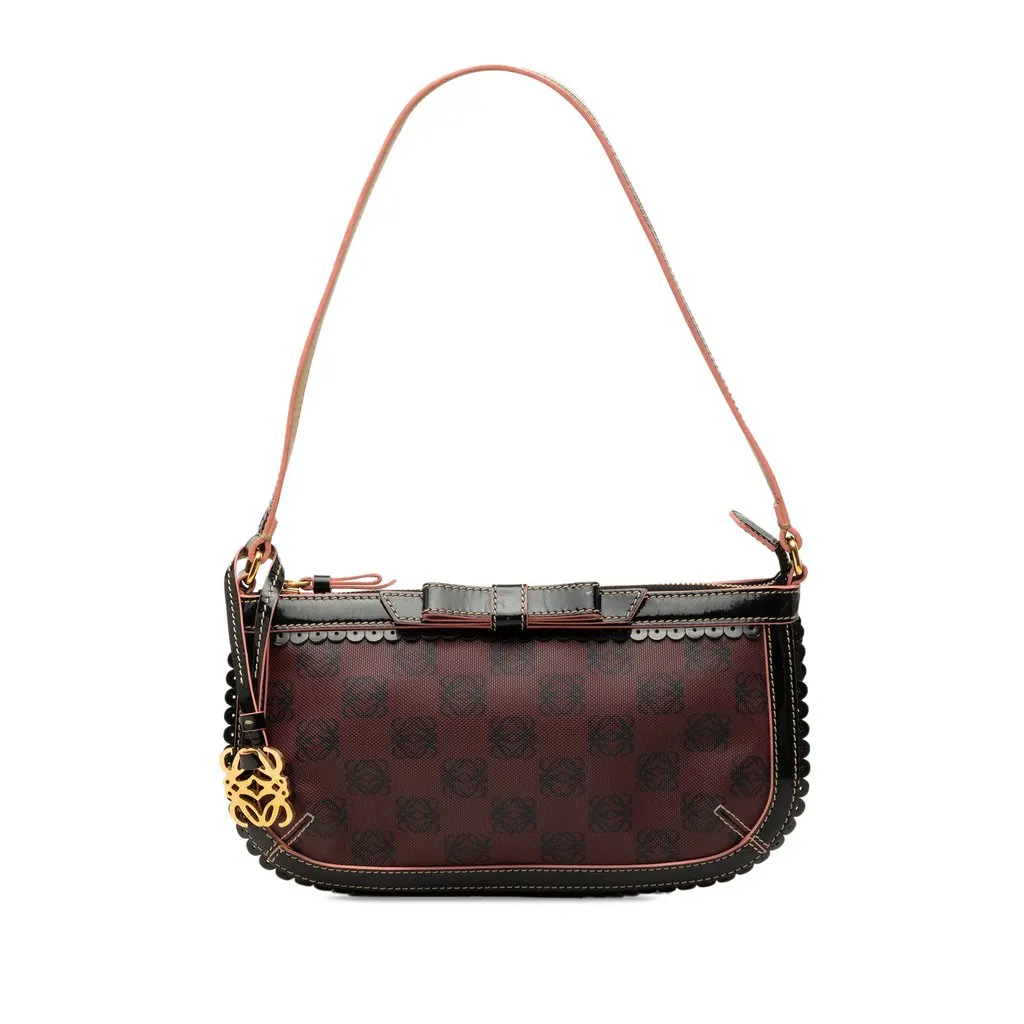 LOEWE Anagram PVC Coated Canvas Shoulder Bag Red Very good - Front View