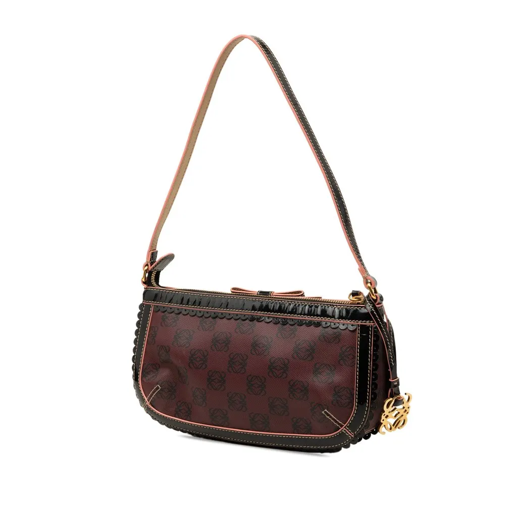 LOEWE Anagram PVC Coated Canvas Shoulder Bag Red Very good - Back View