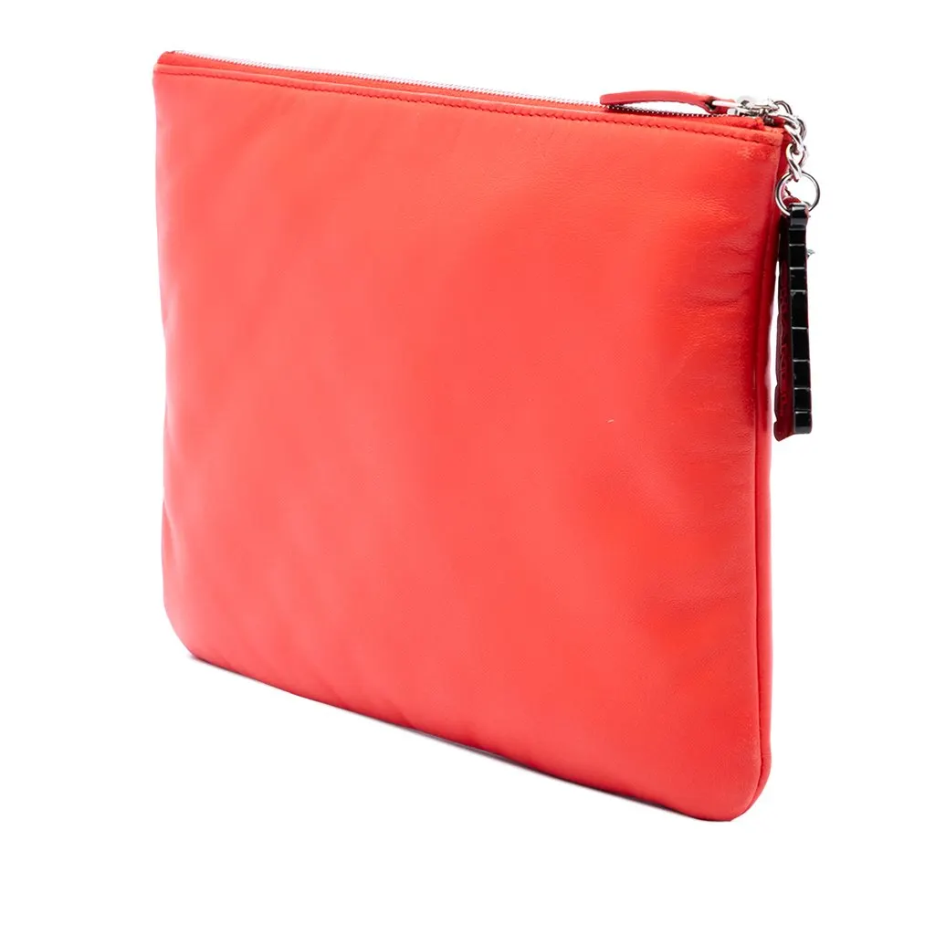 Chanel Medium Printed Lambskin Cuba La Habana O Case Clutch Orange Leather Very good - Back View