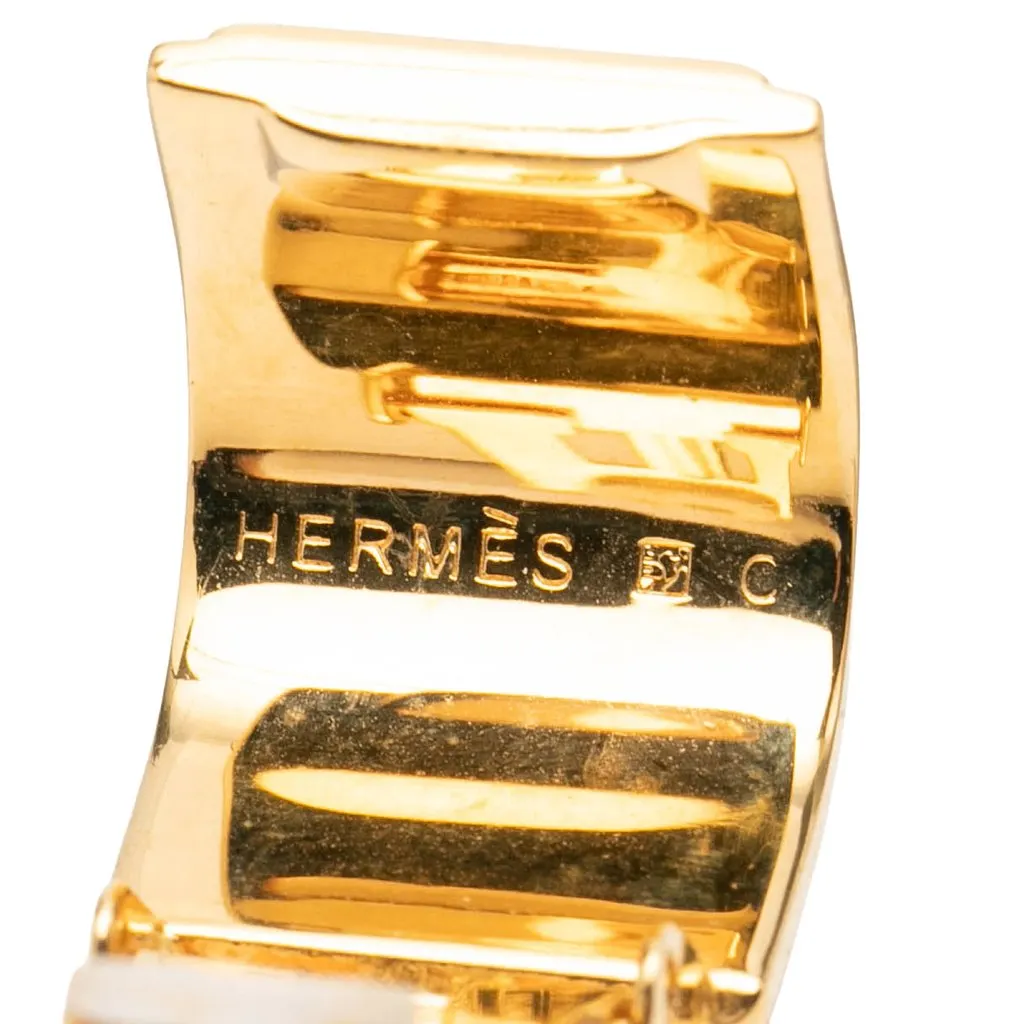 Hermès Gold Plated Enamel Cloisonne Clip On Earrings Gold Enamel Very good - Inside View