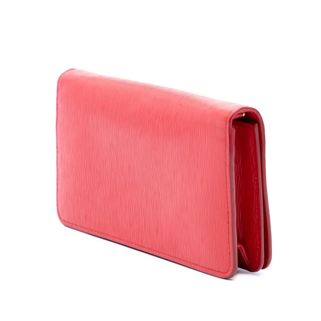 Prada Vitello Move Wallet on Chain Red Leather Very good - Back View