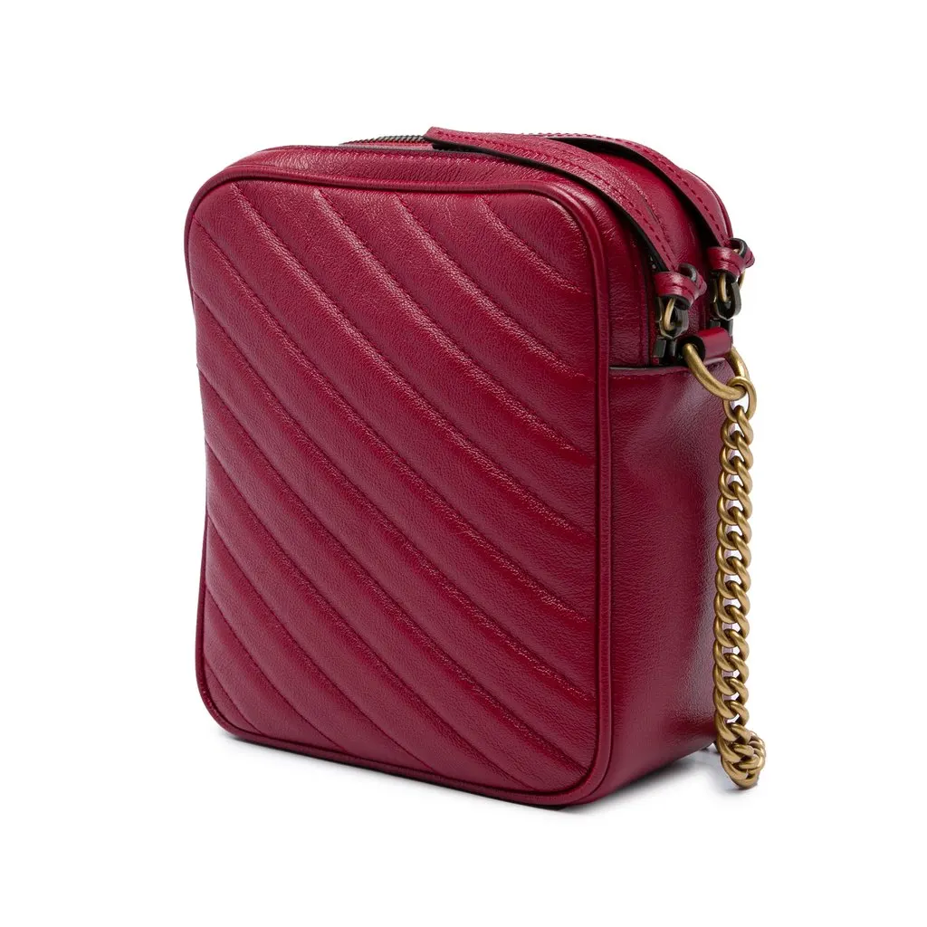 Gucci GG Marmont Matelasse Leather Double Zip Crossbody Red Leather Very good - Back View