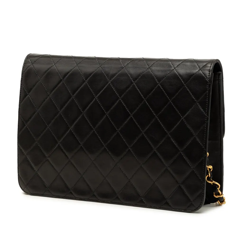 Chanel Medium CC Quilted Lambskin Single Flap Black Leather Very good - Back View