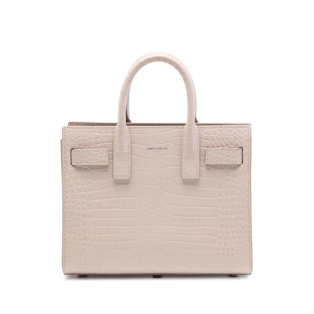 Saint Laurent Nano Croc Embossed Leather Sac De Jour Satchel Pink Leather Very good - Front View