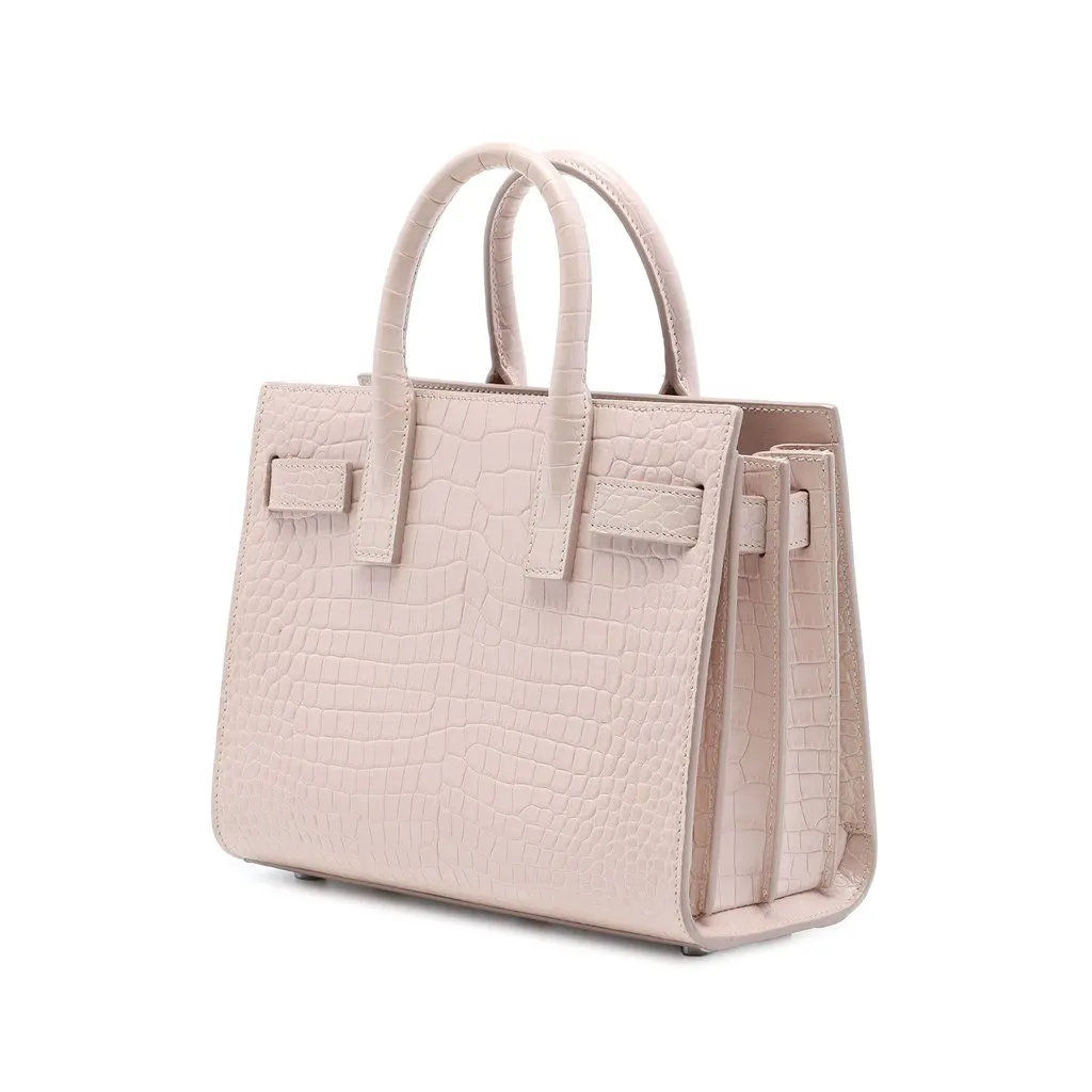 Saint Laurent Nano Croc Embossed Leather Sac De Jour Satchel Pink Leather Very good - Back View