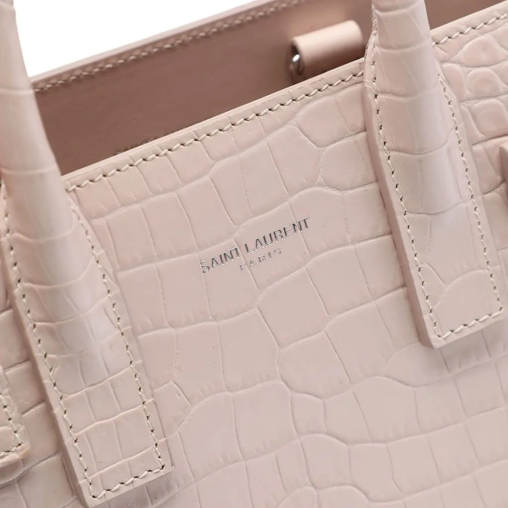 Saint Laurent Nano Croc Embossed Leather Sac De Jour Satchel Pink Leather Very good - Box View