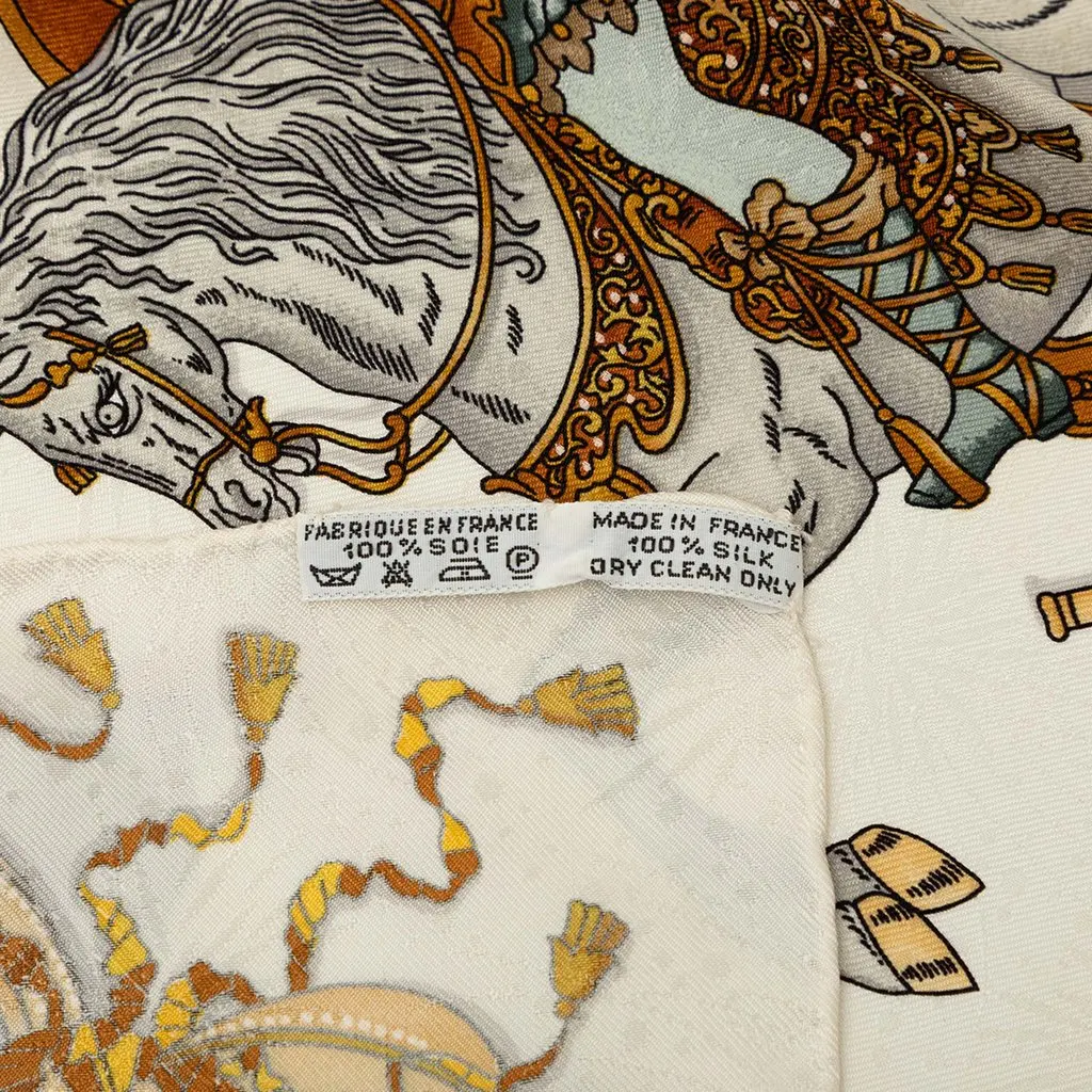 Hermès Les Fetes du Roi Soleil Silk Scarf 90 White Very good - Back View