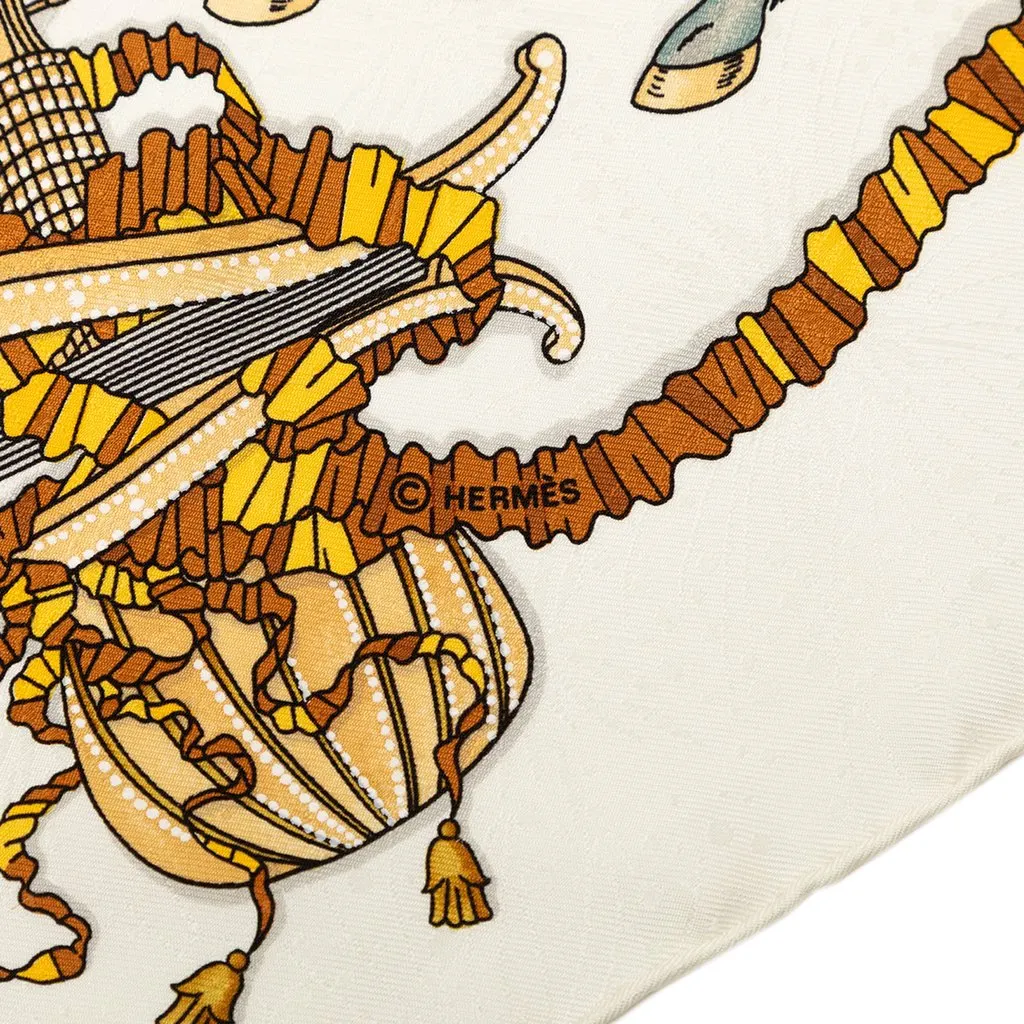 Hermès Les Fetes du Roi Soleil Silk Scarf 90 White Very good - Inside View
