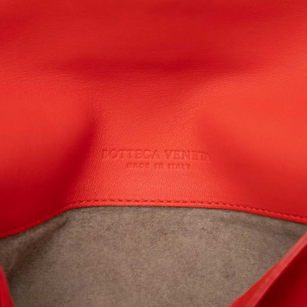 Bottega Veneta Intrecciato Trimmed Nappa Rialto Shoulder Bag Orange Leather Very good - Box View