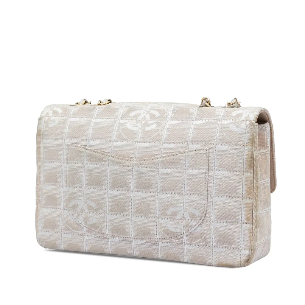 Chanel New Travel Line Medium Nylon Single Flap Beige Good - Back View
