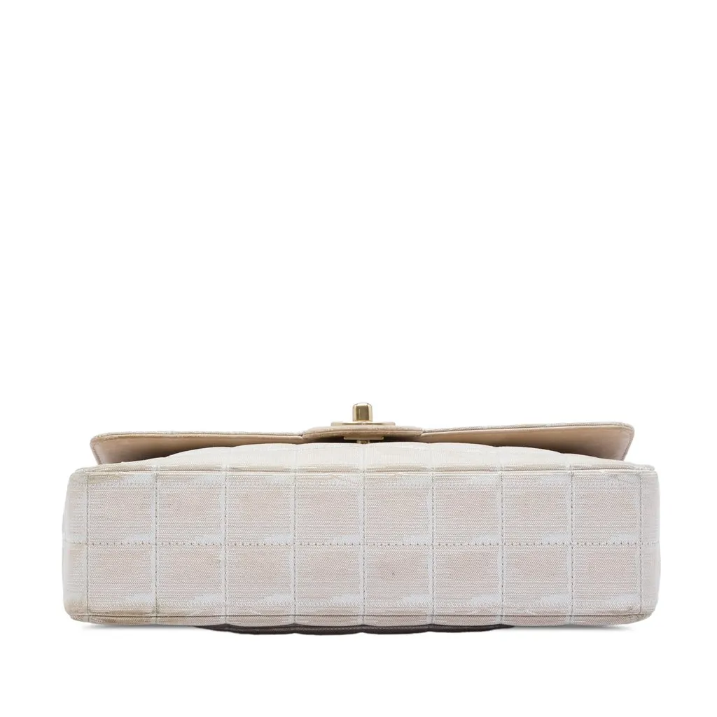 Chanel New Travel Line Medium Nylon Single Flap Beige Good - Inside View
