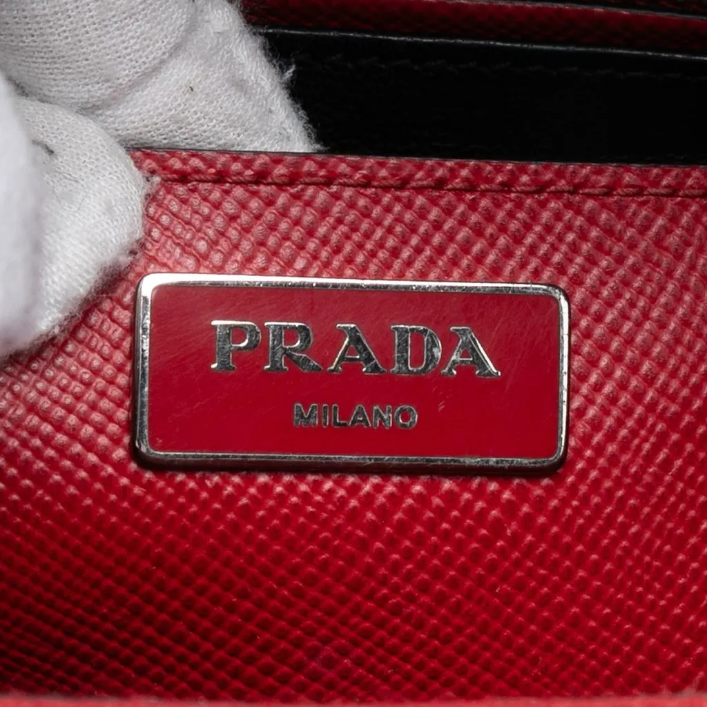Prada Saffiano Cuir Turnlock Twin Satchel Red Leather Very good - Box View