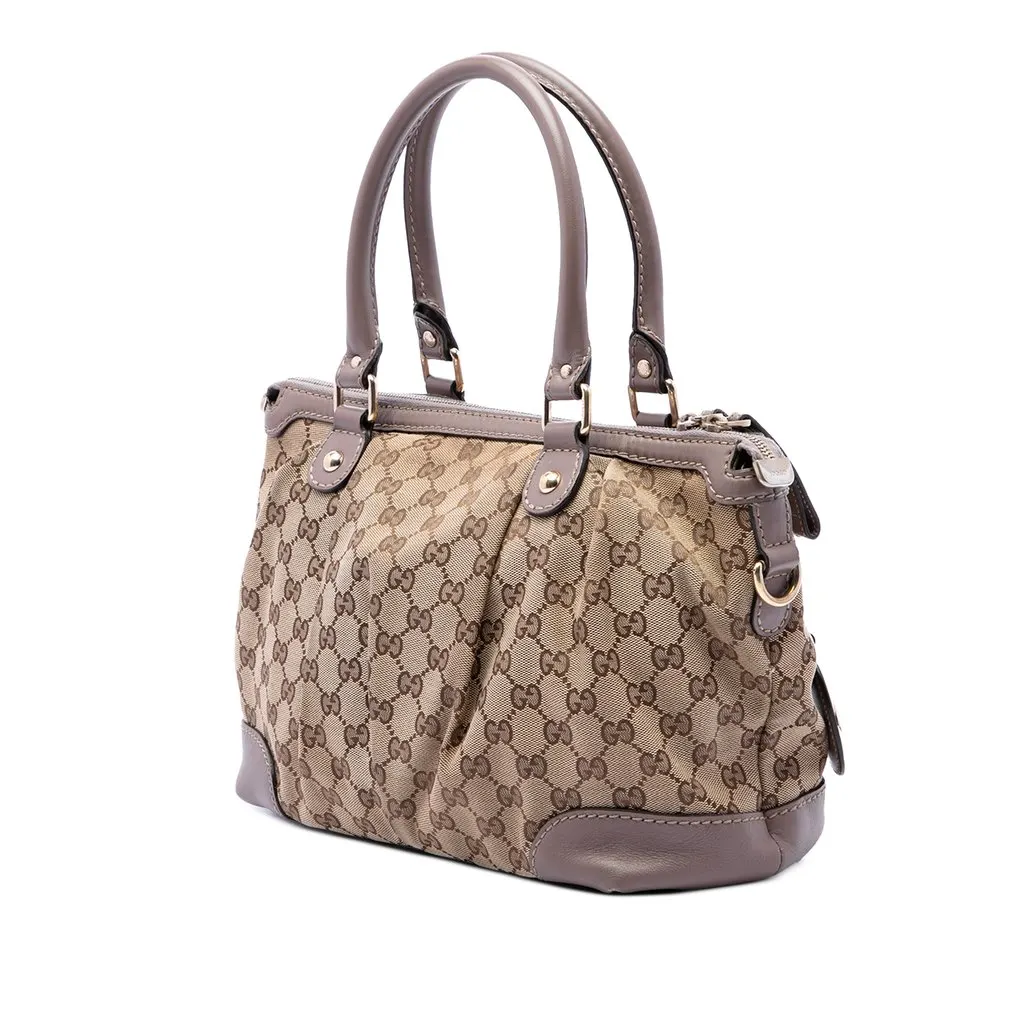 Gucci GG Canvas Sukey Satchel Beige Canvas Good - Back View