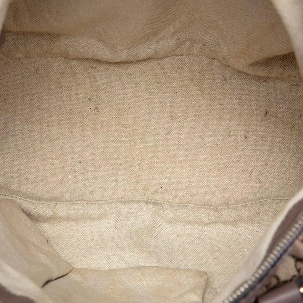Gucci GG Canvas Sukey Satchel Beige Canvas Good - Model View