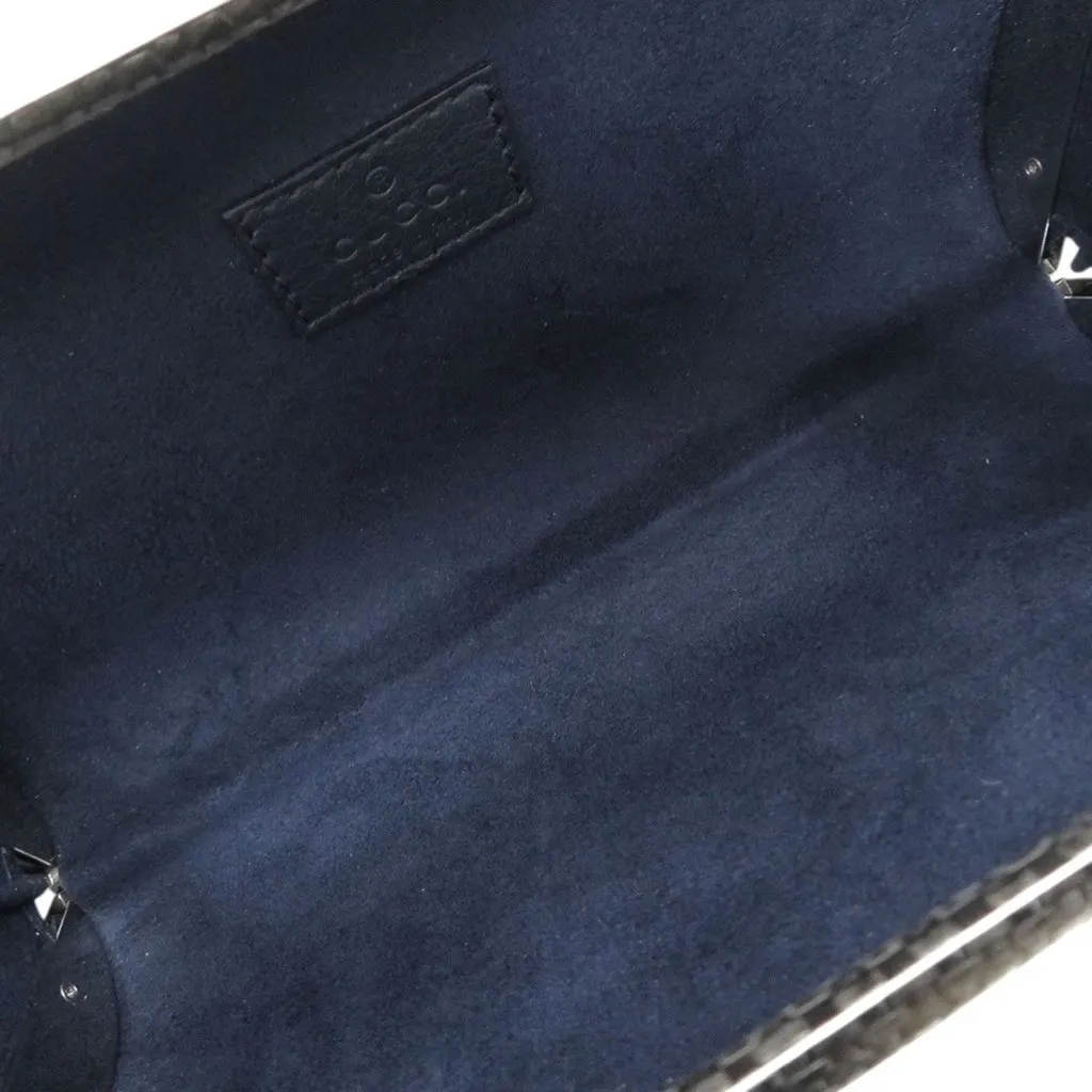 Gucci Brass Crystal Web Buckle Chain Shoulder Bag Silver Metal Very good - Model View