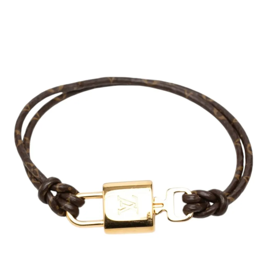 Louis Vuitton Monogram LV Padlock Bracelet 17 Brown Canvas Very good - Front View