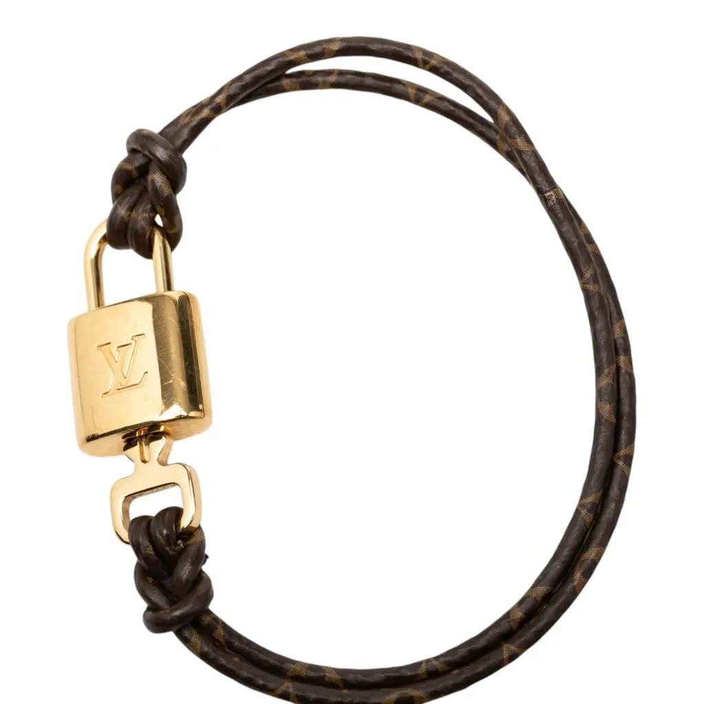 Louis Vuitton Monogram LV Padlock Bracelet 17 Brown Canvas Very good - Model View
