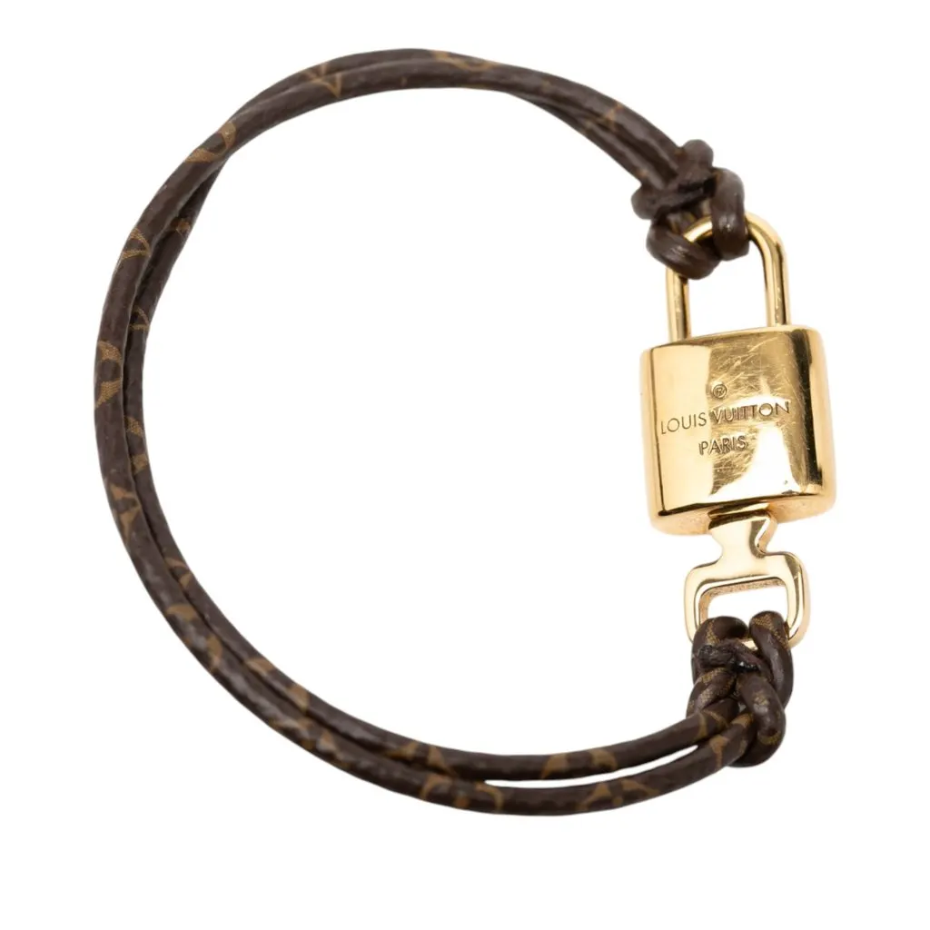 Louis Vuitton Monogram LV Padlock Bracelet 17 Brown Canvas Very good - Box View