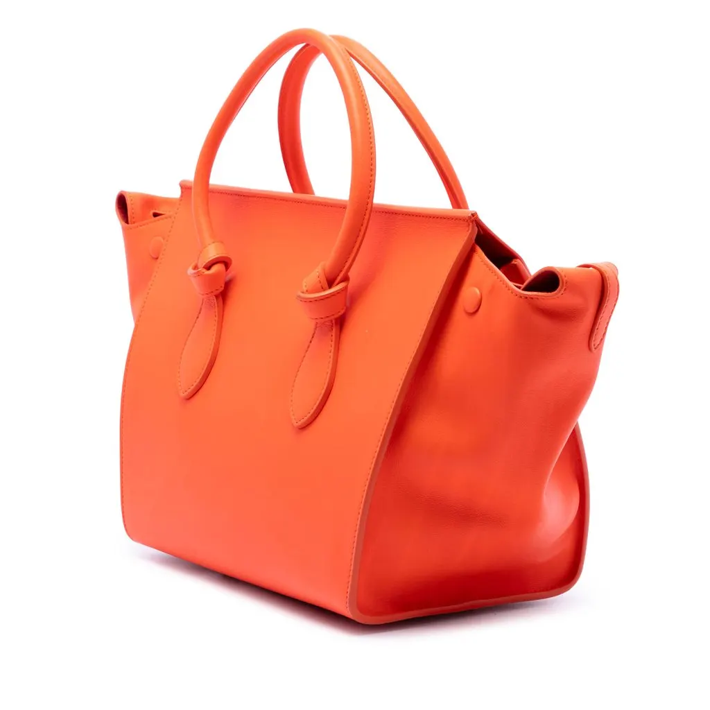 Celine Mini Smooth Calfskin Tie Knot Tote Orange Leather Very good - Back View