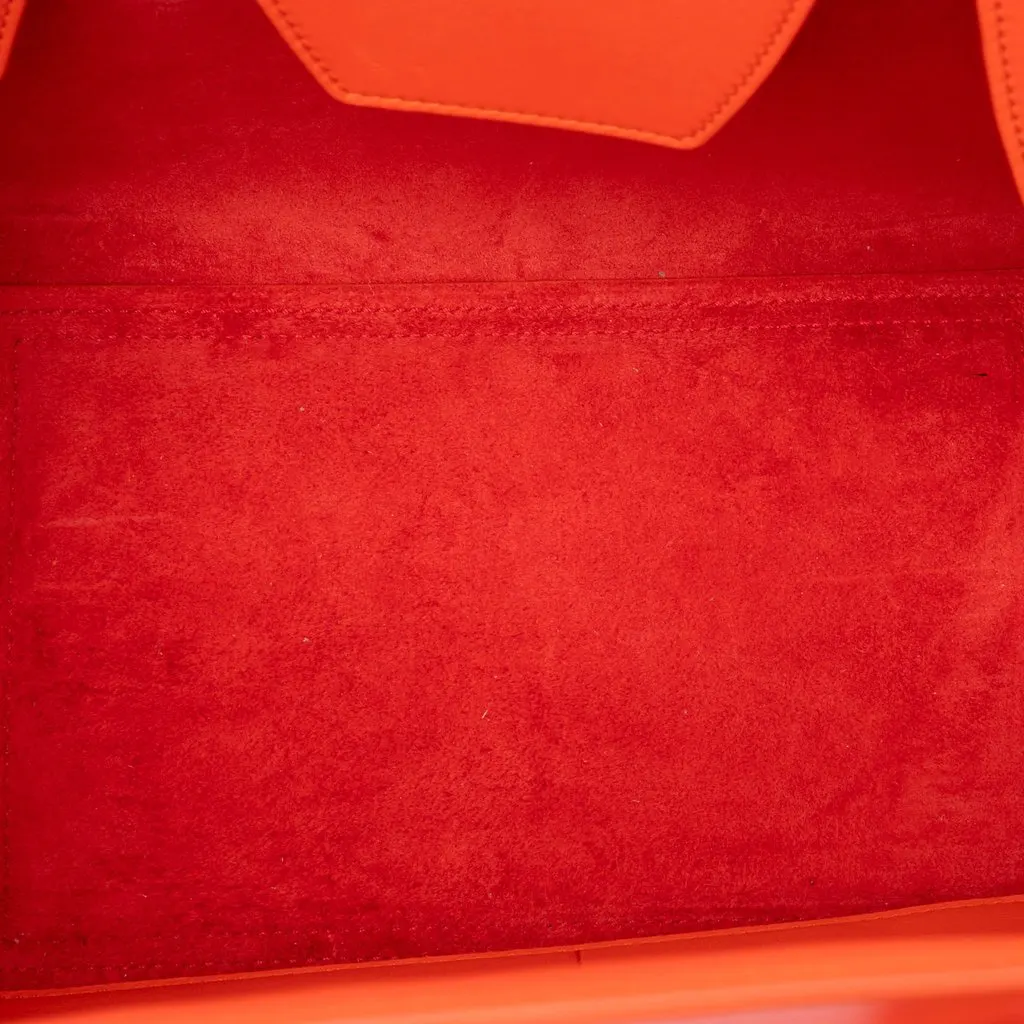 Celine Mini Smooth Calfskin Tie Knot Tote Orange Leather Very good - Model View