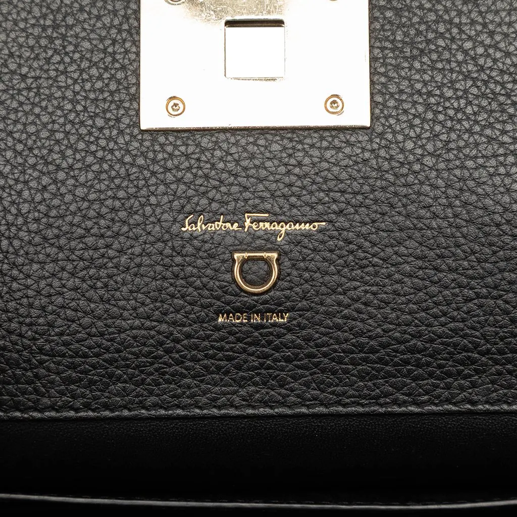 Salvatore Ferragamo Leather Studio Satchel Black Leather Good - Box View
