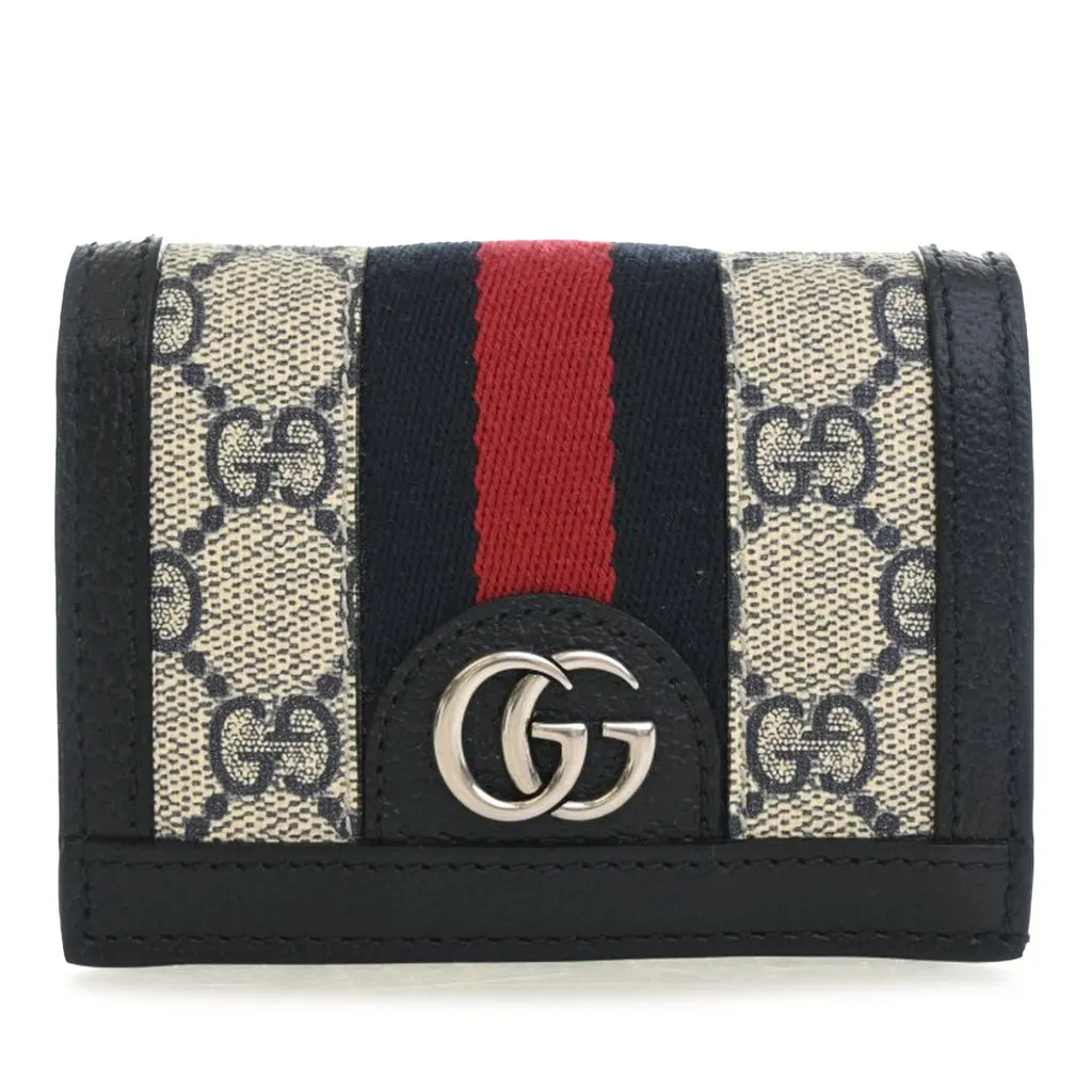 Gucci GG Supreme Web Ophidia Compact Wallet Beige Very good - Front View