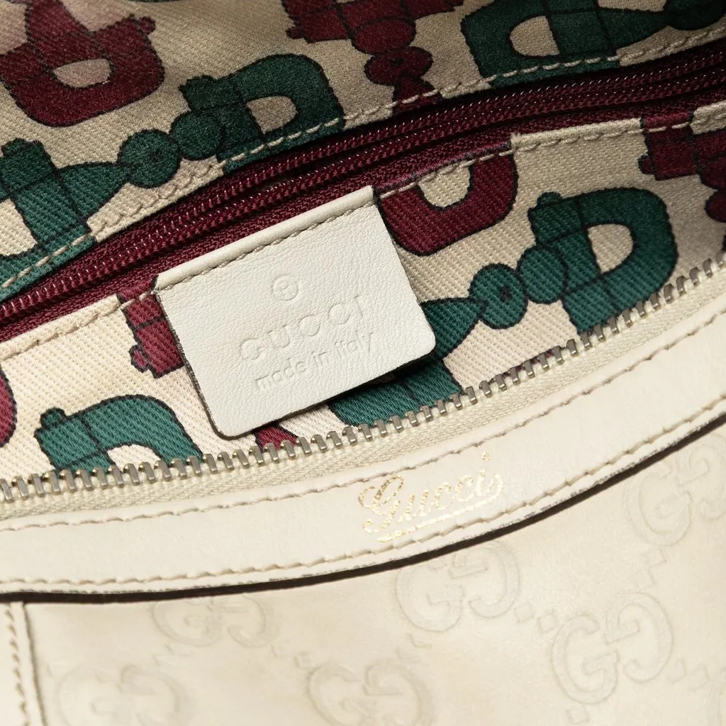 Gucci Guccissima Abbey D Ring Boston Bag White Leather Very good - Box View