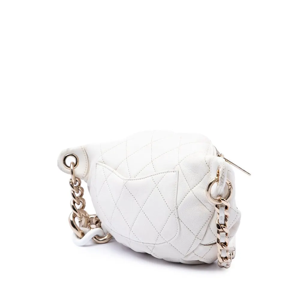 Chanel CC Quilted Calfskin Elegant Belt Bag White Leather Very good - Back View