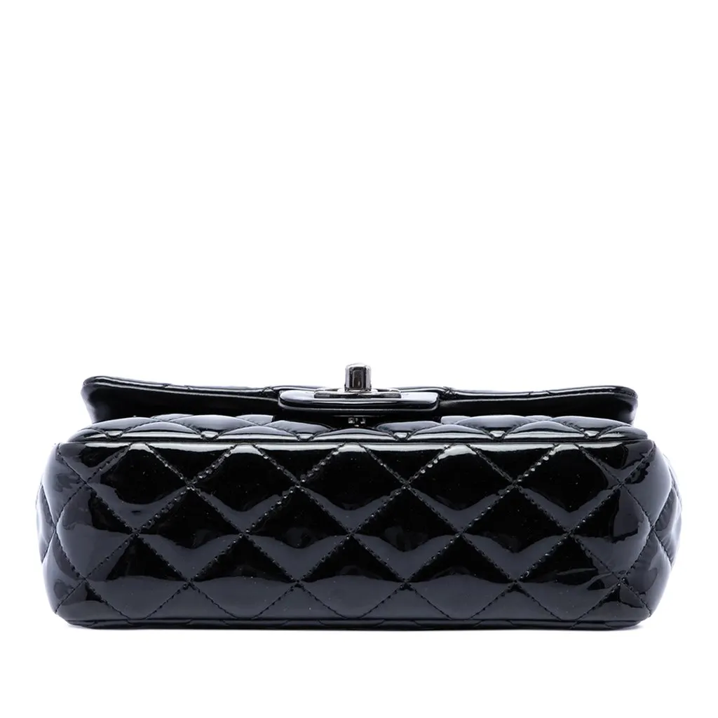 Chanel Mini Rectangular Classic Patent Single Flap Black Leather Very good - Inside View