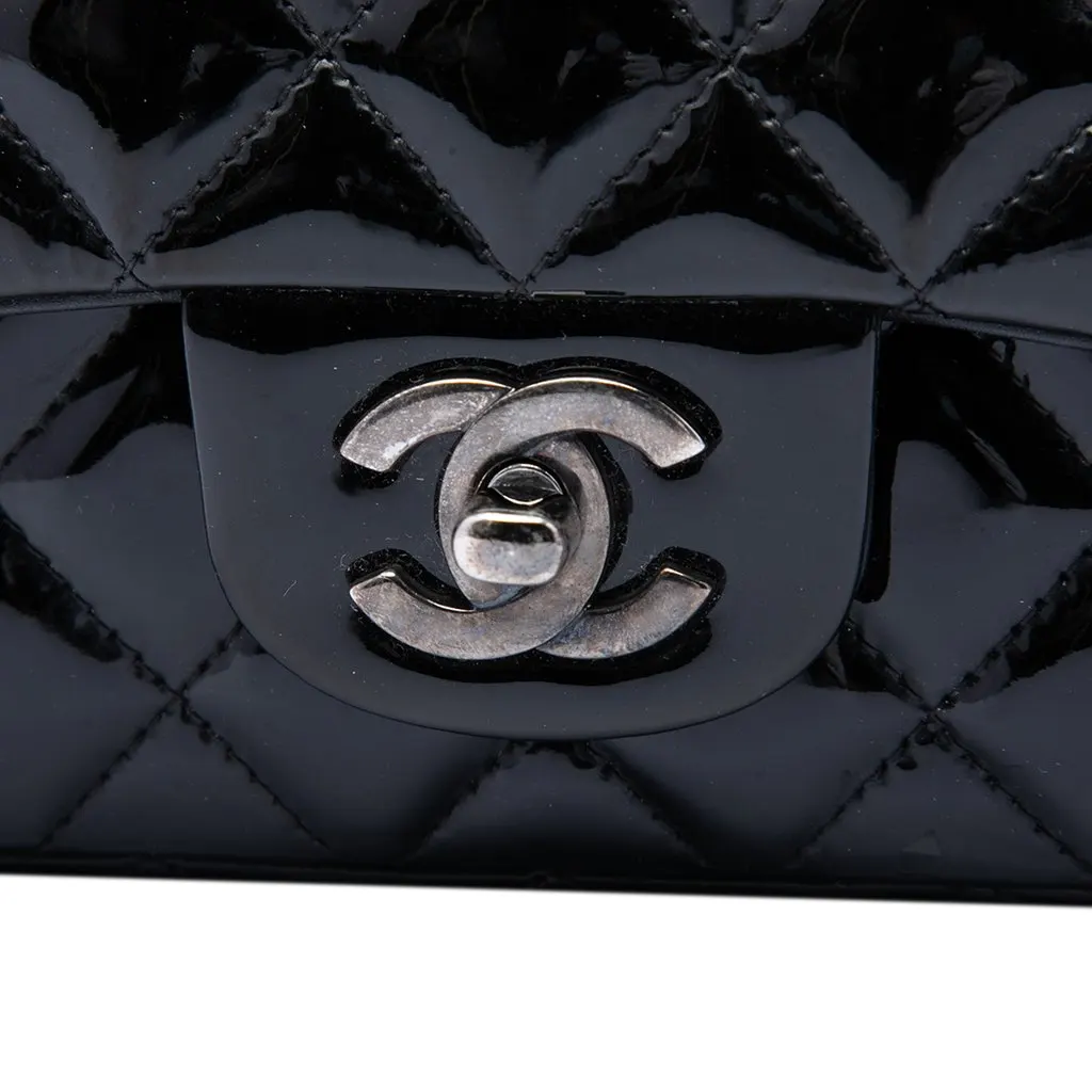 Chanel Mini Rectangular Classic Patent Single Flap Black Leather Very good - Box View