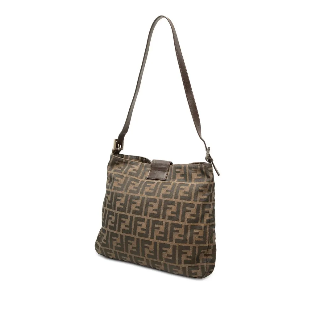 Fendi Zucca Canvas Shoulder Bag Brown Canvas Good - Back View