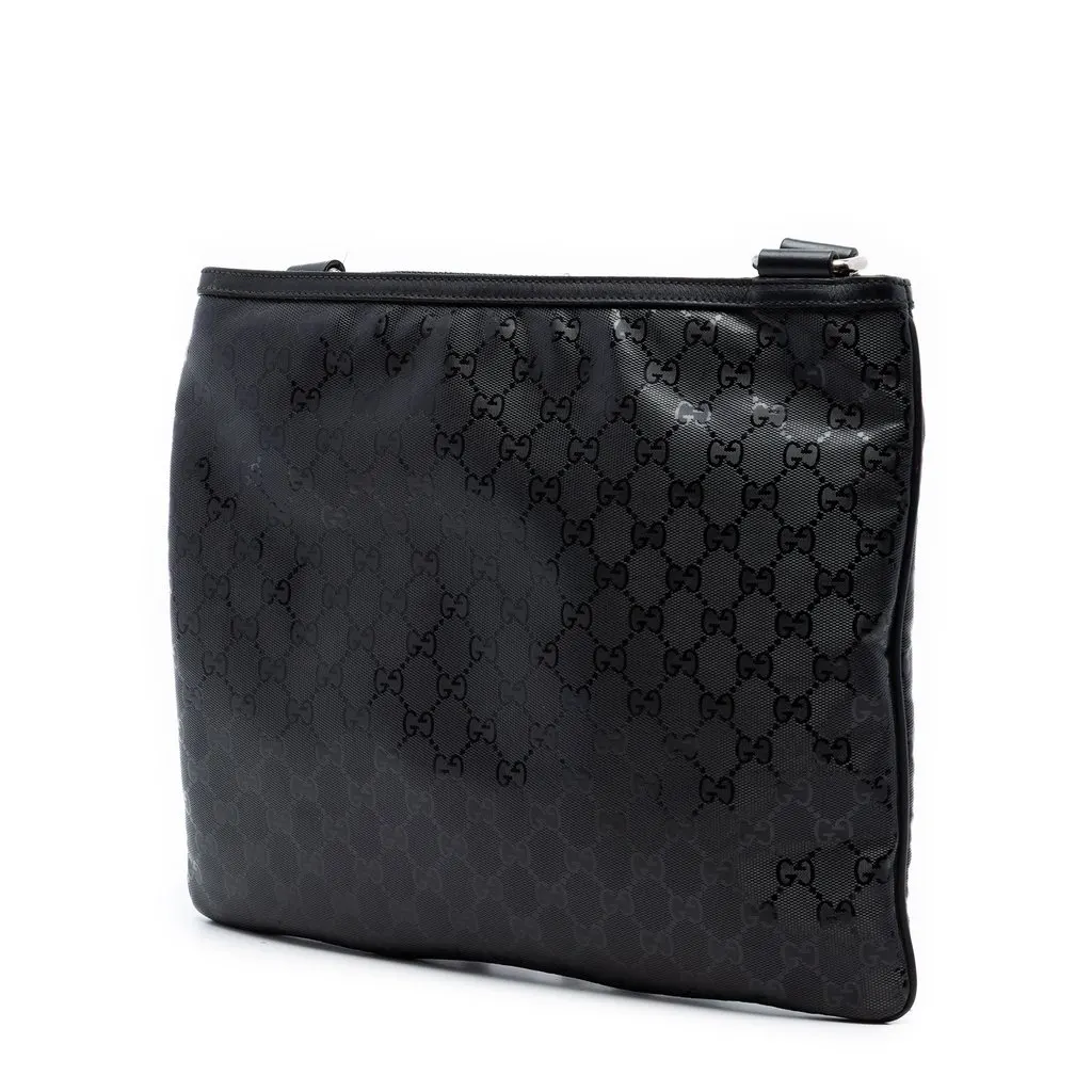 Gucci Fiat 500 Medium GG Imprime Web Messenger Bag Black Canvas Good - Back View