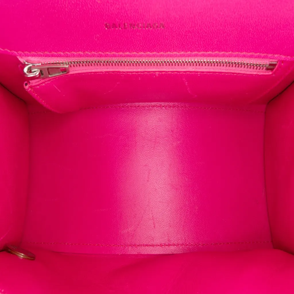 Balenciaga Small Shiny Box Calfskin Hourglass Satchel Pink Leather Very good - Model View