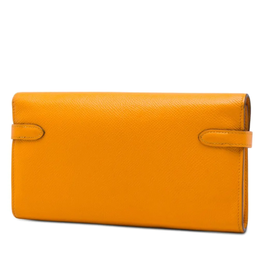 Hermès Epsom Kelly Longue Wallet Orange Leather Very good - Back View