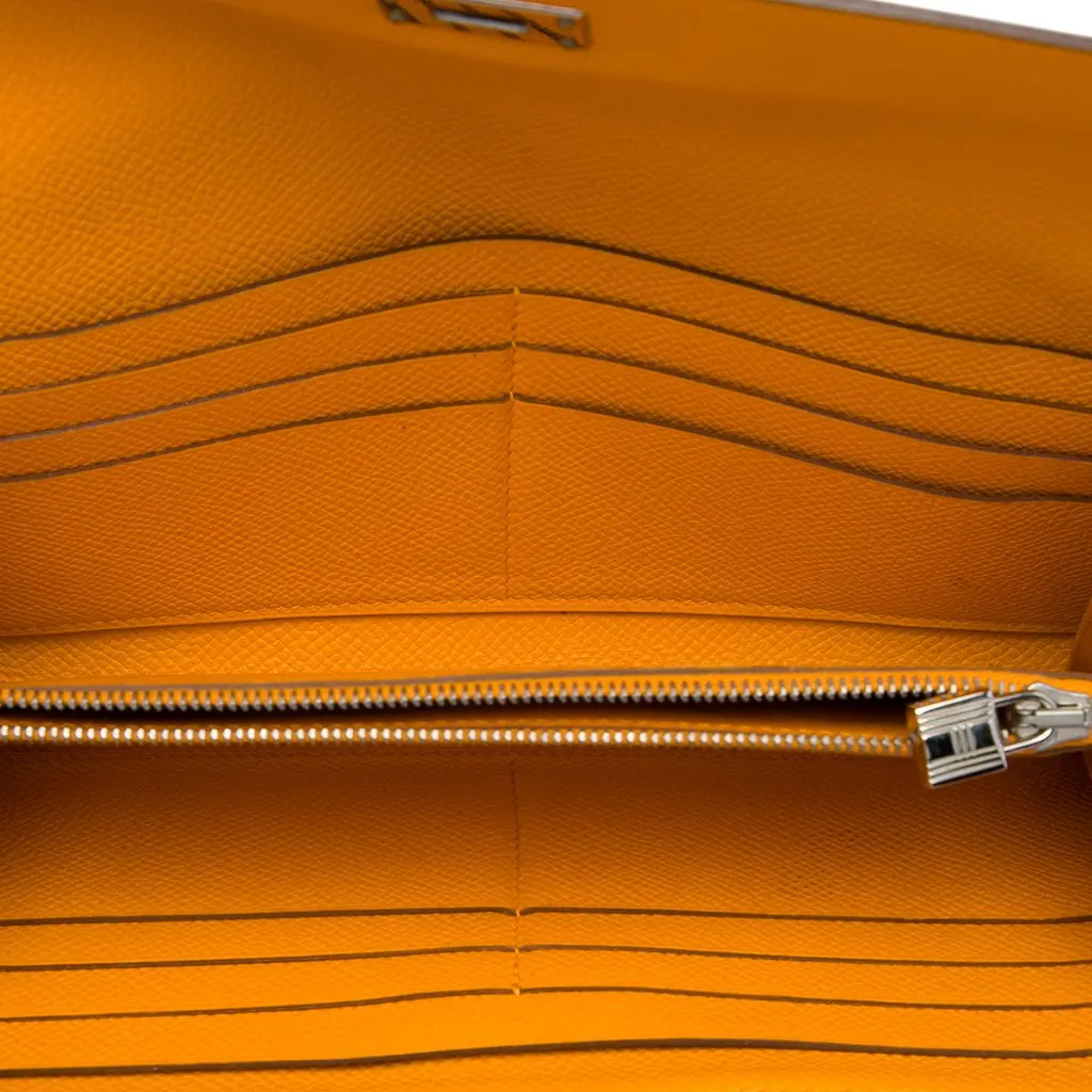Hermès Epsom Kelly Longue Wallet Orange Leather Very good - Model View