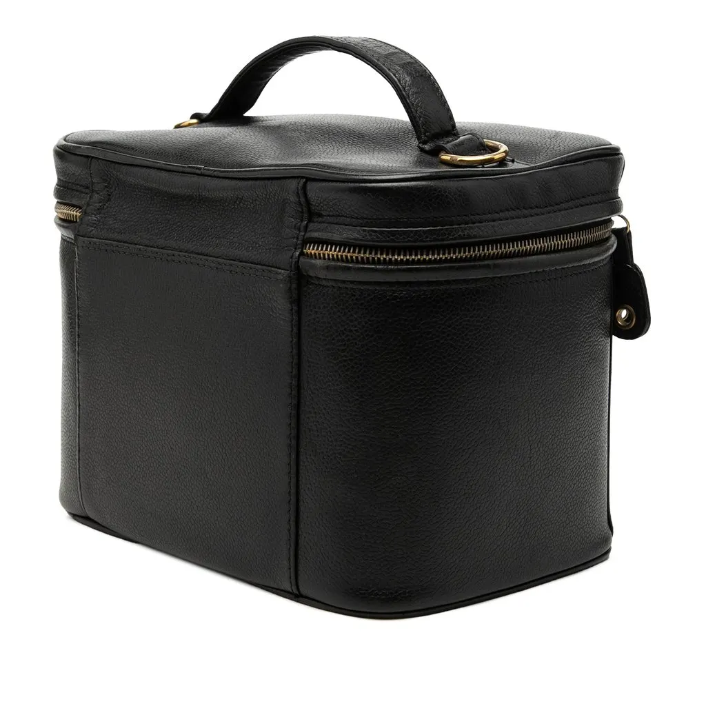 Chanel CC Caviar Vanity Bag Black Leather Good - Back View
